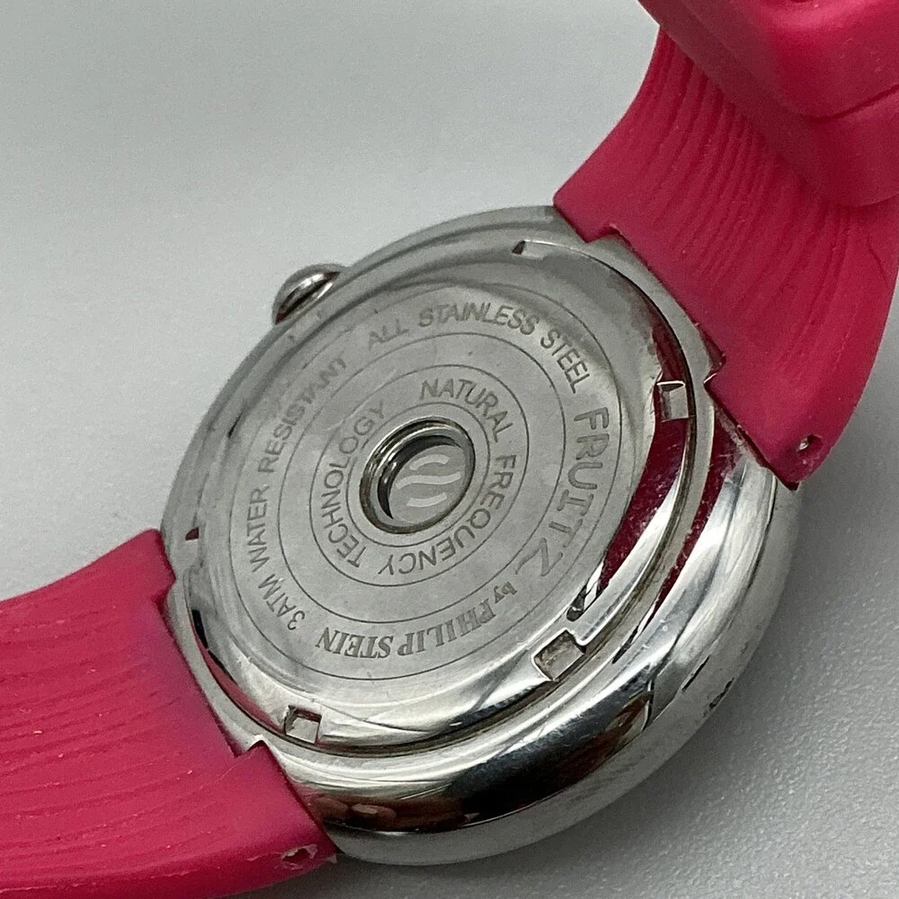 Fruitz by Philip Stein Womens Watch 38mm Pink Dial Silicone Band New Battery